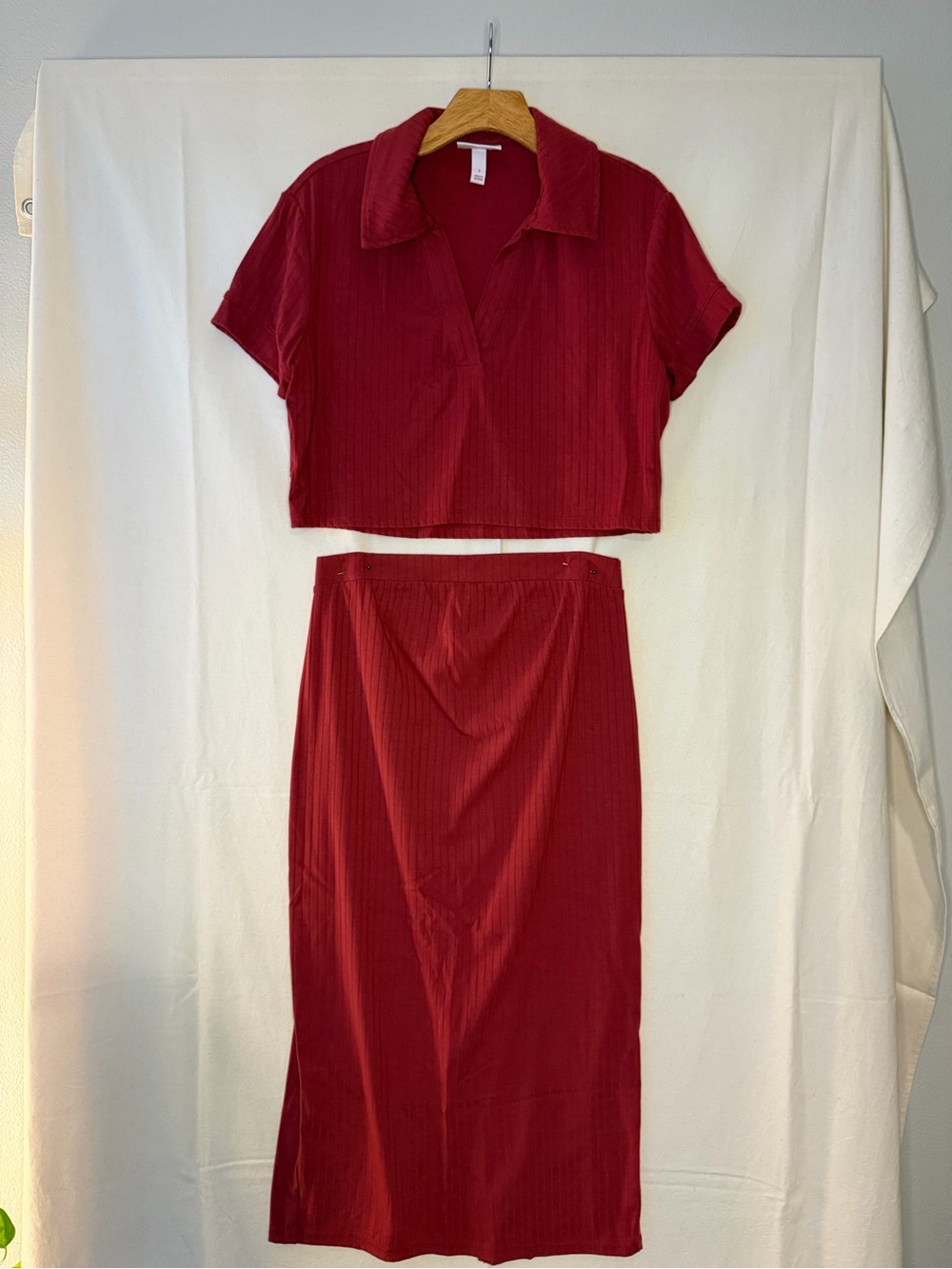 Isabel Maternity by Ingrid & Isabel Red Ribbed Skirt Set